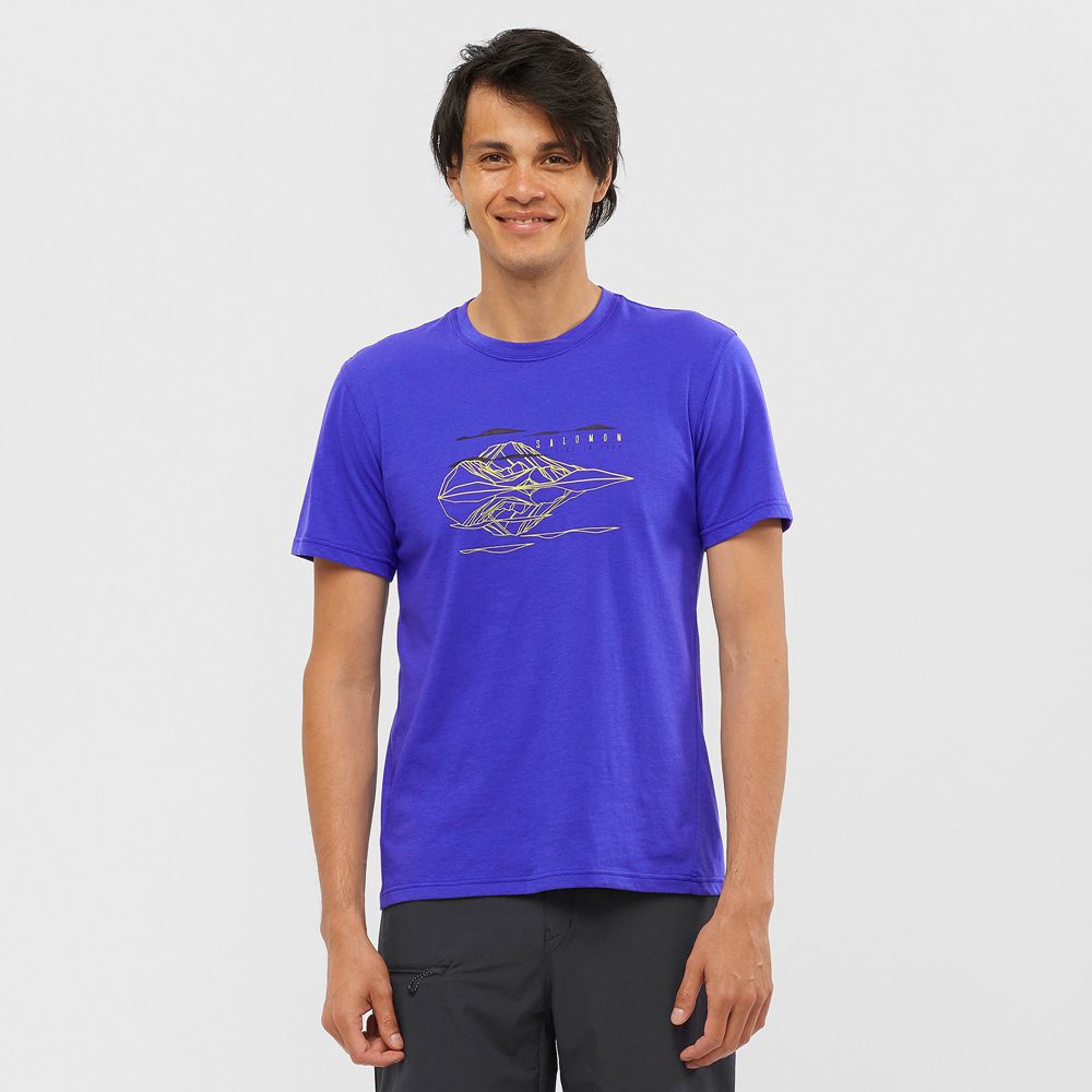 Salomon Israel OUTRACK BLEND - Mens T shirts - Blue (LDAZ-23704)